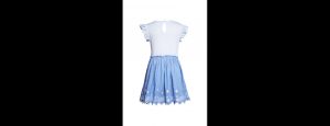 Sky Blue Flutter Sleeve Cotton Dress - Thumbnail