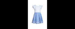 Sky Blue Flutter Sleeve Cotton Dress - Thumbnail