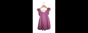 Plum Ruffle Sleeve Muslin Dress - Thumbnail