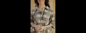 Women Checked Shirt Collar A-Line Dress - Thumbnail