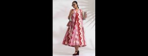 Women Pink Cotton Abstract Print Dress - Thumbnail