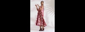 Women Pink Cotton Abstract Print Dress - Thumbnail