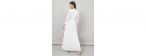 White Broderie Detail Lace Insert A-Line Maxi Dress - Thumbnail