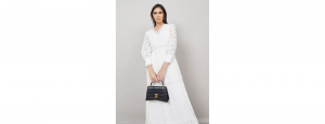 White Broderie Detail Lace Insert A-Line Maxi Dress - Thumbnail
