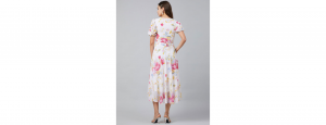 Multi-Color FlaMulti-Color Floral Midi Dress - Thumbnail