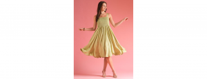 Women Green Smocked Fit & Flare Midi Dress - Thumbnail