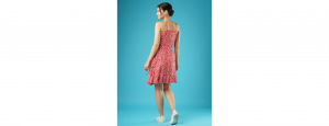Women Red Polka Dots Frilled Wrap-Neck Strappy Shoulder Waist Tie-Up Fit & Flare Dress - Thumbnail