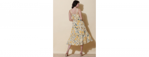Strappy Printed Long Dress - Thumbnail