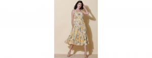 Strappy Printed Long Dress - Thumbnail