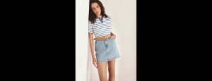Blue Striped Rib-Knit T-Shirt - Thumbnail