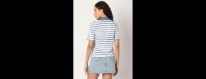 Blue Striped Rib-Knit T-Shirt - Thumbnail
