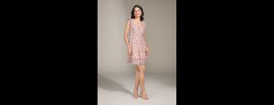 Multi Color Floral Sweetheart Neck Mini Dress - Thumbnail