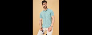 Tropical Printed Polo Collar Cotton Slim Fit T-Shirt - Thumbnail