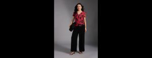 Multicolor Floral Print V Neck Puff Sleeves Ruffled Top - Thumbnail