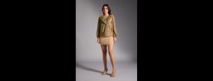 Light Green Paisley Print V Neck Ruffled Top, Inner (Set of 2) - Thumbnail