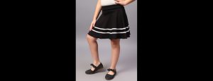 Girls Striped Flared Skirt With Attached Shorts - Thumbnail