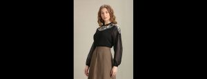Placement Lace Black Embroidered Top - Thumbnail