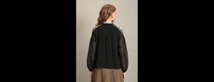 Placement Lace Black Embroidered Top - Thumbnail