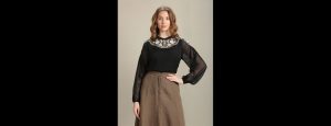 Placement Lace Black Embroidered Top - Thumbnail
