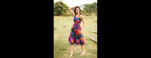 Multi-Color Backless Overlap Asymmetric Dress - Thumbnail