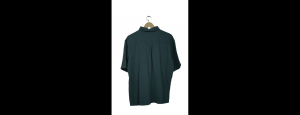 Deep Teal Textured Cotton Short Sleeve Shirt - Thumbnail