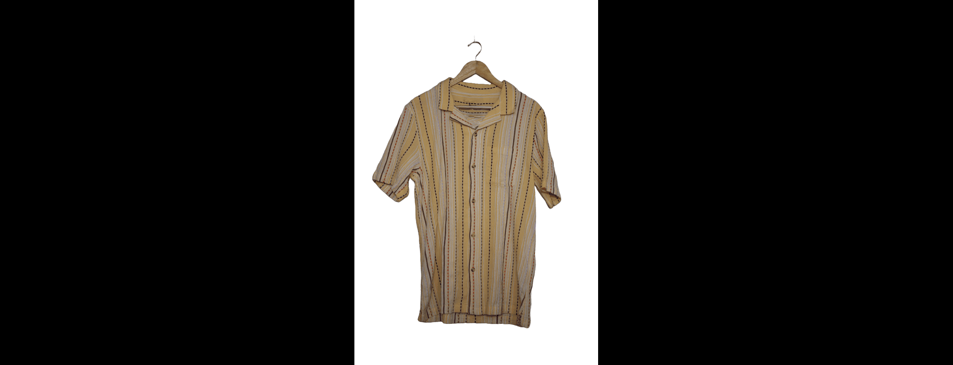 Earthy Yellow Striped Cotton Shirt for Men