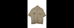 Kids’ Tropical Palm Embroidered Shirt – Sand Beige - Thumbnail