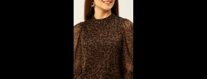 Brown Green Chiffon Regular Top - Thumbnail