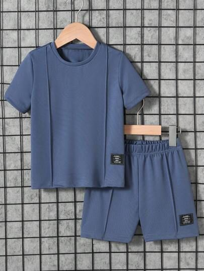 2pcs/Set Young BoyBasic Casual Comfortable Short