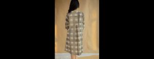 Women Checked Shirt Collar A-Line Dress - Thumbnail